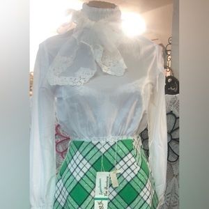 *Vintage 60’s 70’s - shimmery white- nylon tunic- High neck- zip back